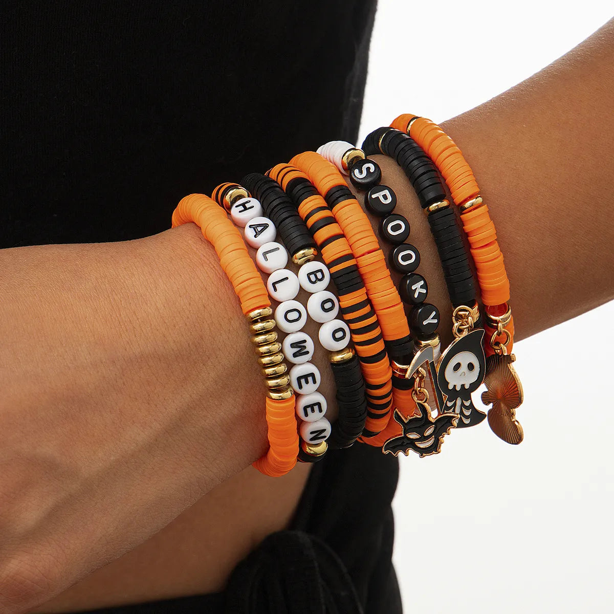 Cute Pumpkin Letter CCB Arylic Soft Clay Wholesale Bracelets