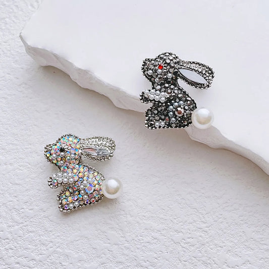 Cute Rabbit Alloy Inlay Artificial Pearls Rhinestones Women'S Brooches