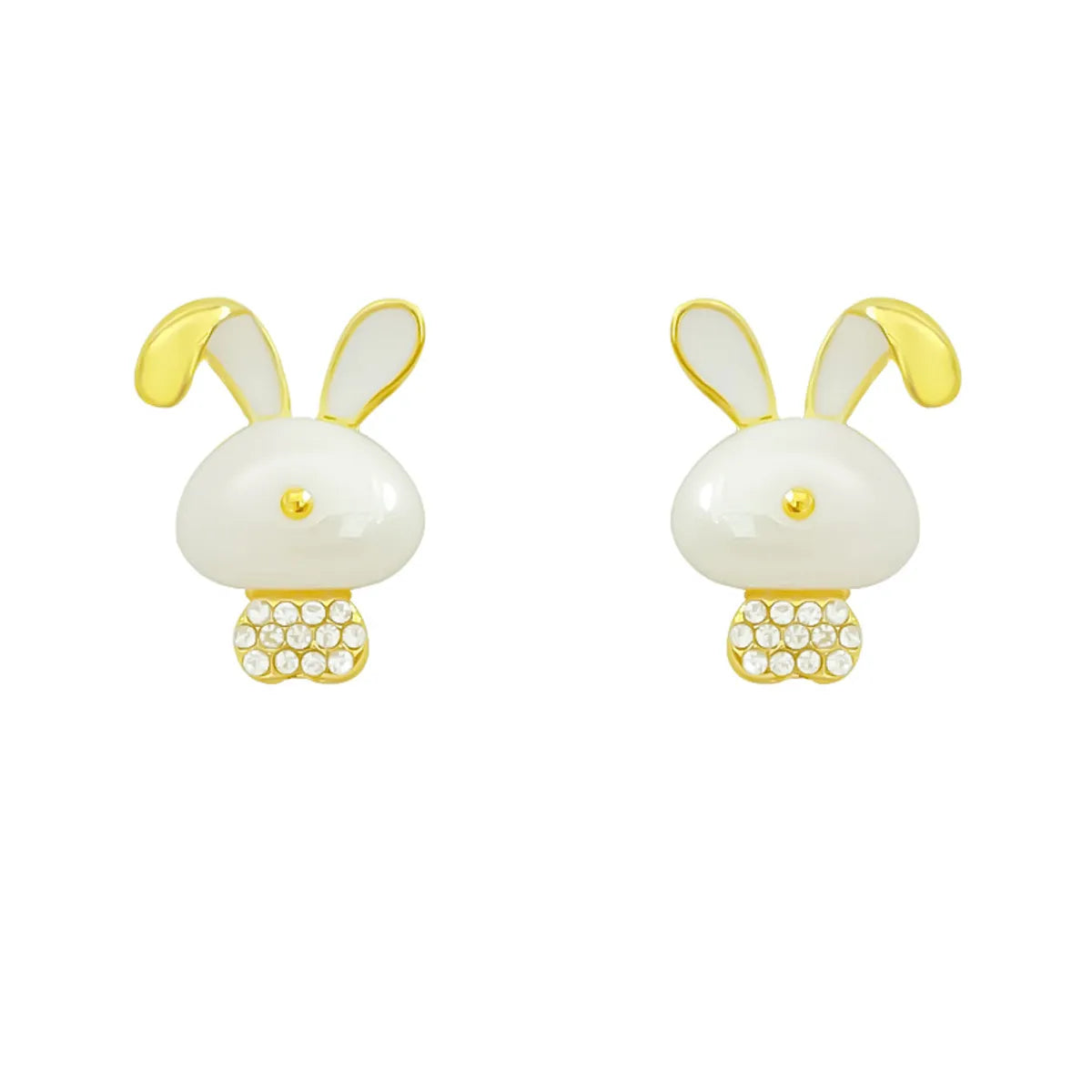 Cute Rabbit Alloy Mixed Materials Inlay Rhinestones Women's Earrings