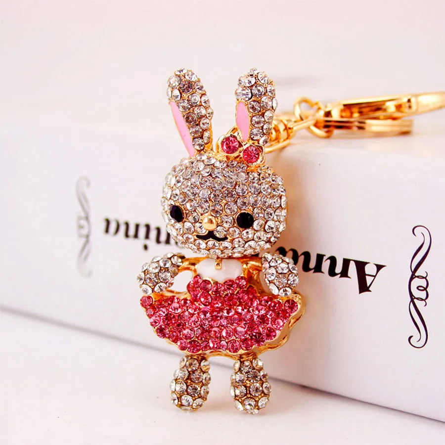 Cute Rabbit Alloy Plating Inlay Rhinestones Women'S Bag Pendant Keychain