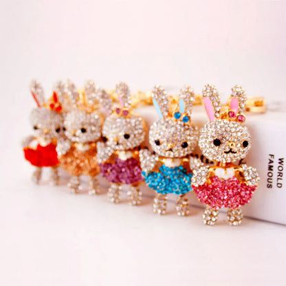 Cute Rabbit Alloy Plating Inlay Rhinestones Women'S Bag Pendant Keychain