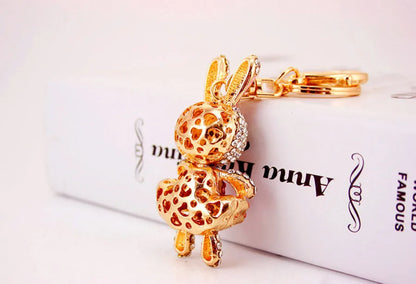 Cute Rabbit Alloy Plating Inlay Rhinestones Women'S Bag Pendant Keychain