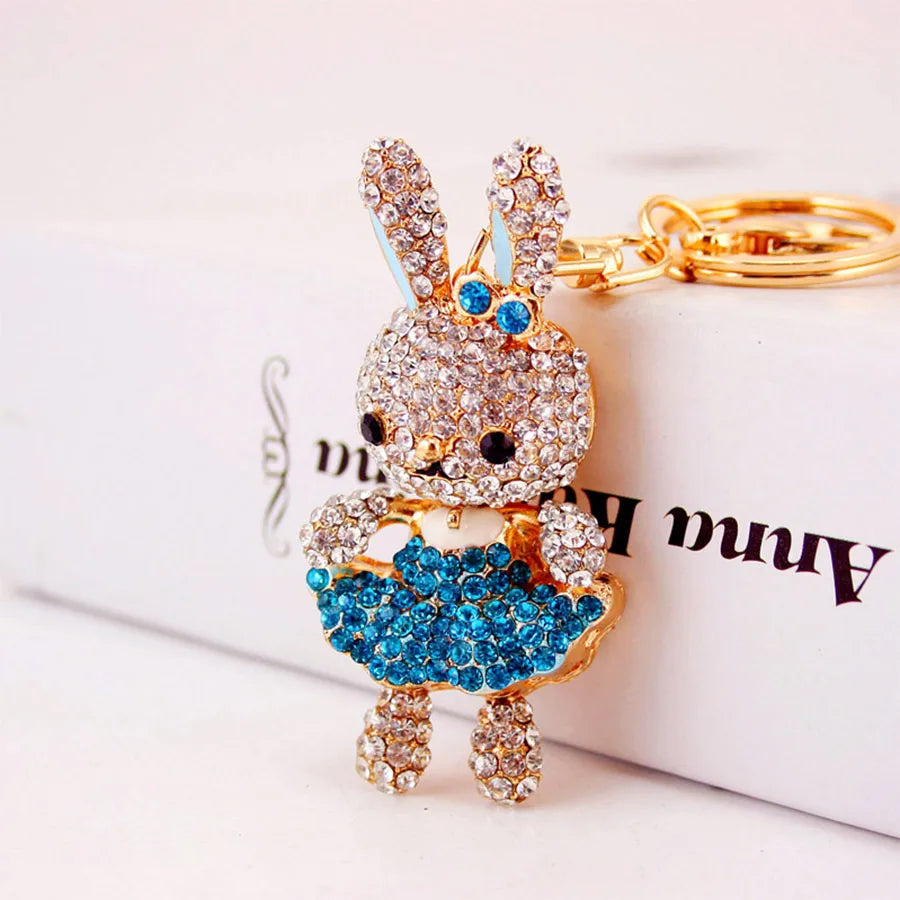 Cute Rabbit Alloy Plating Inlay Rhinestones Women'S Bag Pendant Keychain