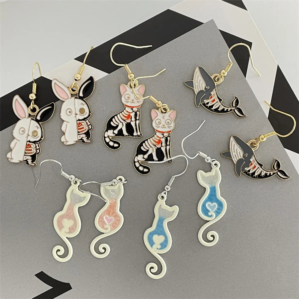 Cute Rabbit Cat Shark Metal Women'S Drop Earrings 1 Pair