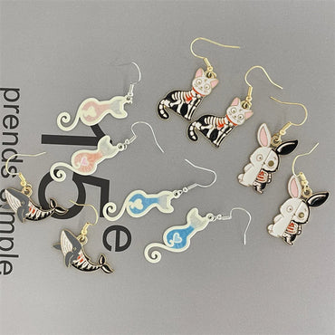 Cute Rabbit Cat Shark Metal Women'S Drop Earrings 1 Pair