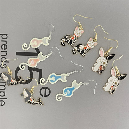 Cute Rabbit Cat Shark Metal Women'S Drop Earrings 1 Pair