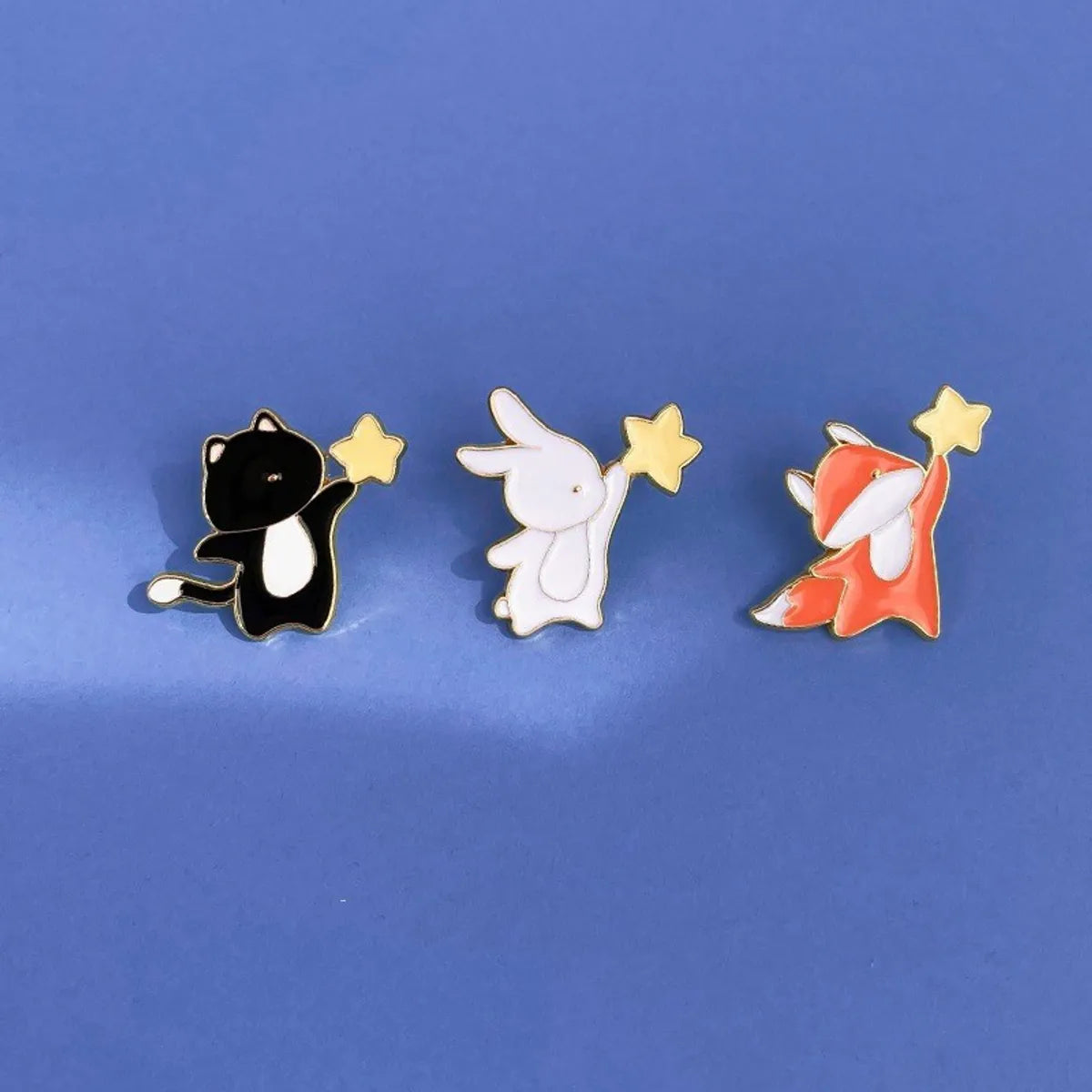 Cute Rabbit Fox Cat Alloy Enamel Couple Brooches