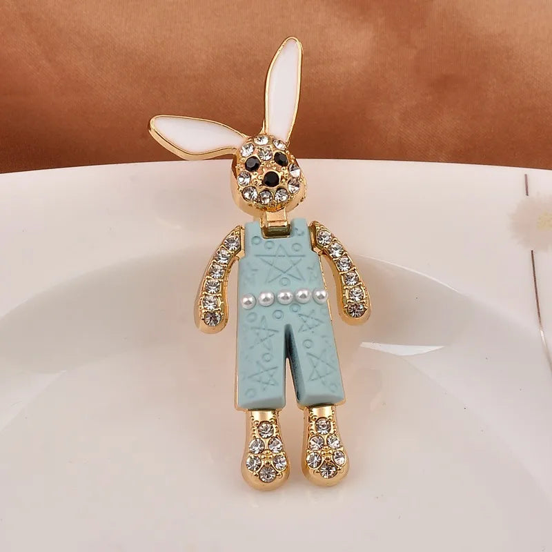 Cute Rabbit Mushroom Alloy Enamel Rhinestones Women'S Brooches