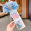 Cute Rabbit Rainbow Bow Knot Alloy Gauze Hair Clip 1 Set