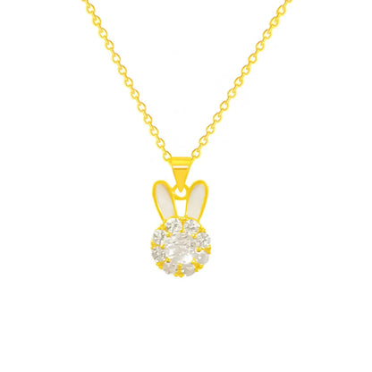 Wholesale Jewelry Cute Rabbit Titanium Steel Zircon Plating Pendant Necklace