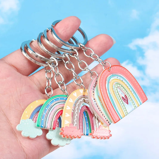 Cute Rainbow Arylic Women'S Bag Pendant Keychain