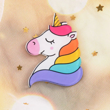 Cute Rainbow Moon Unicorn Arylic Girl'S Brooches