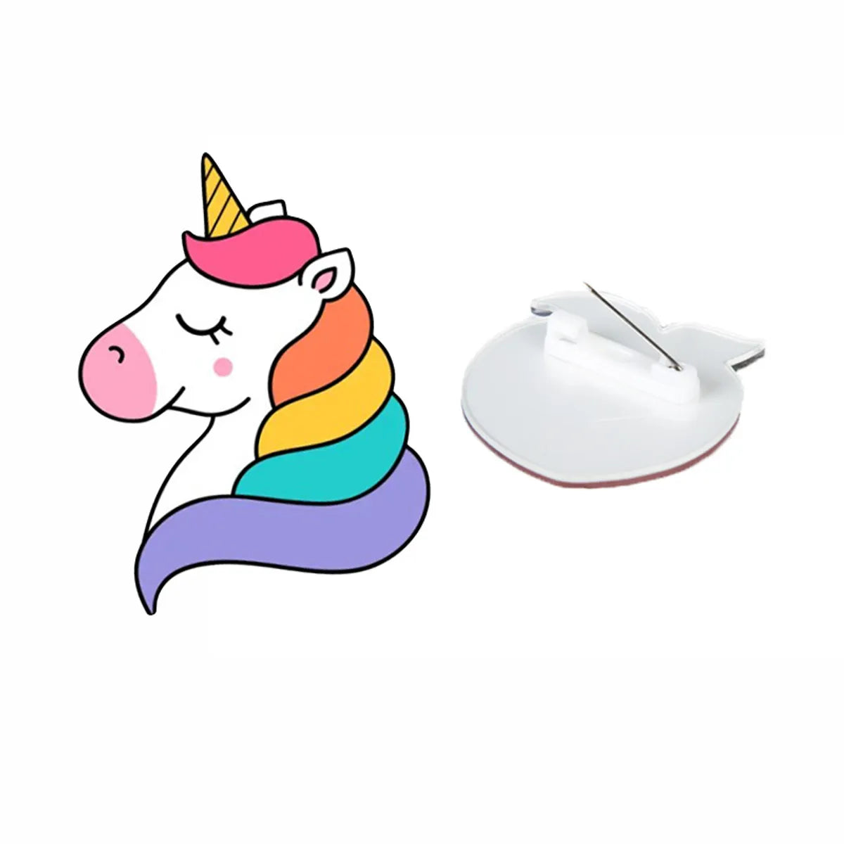 Cute Rainbow Moon Unicorn Arylic Girl'S Brooches