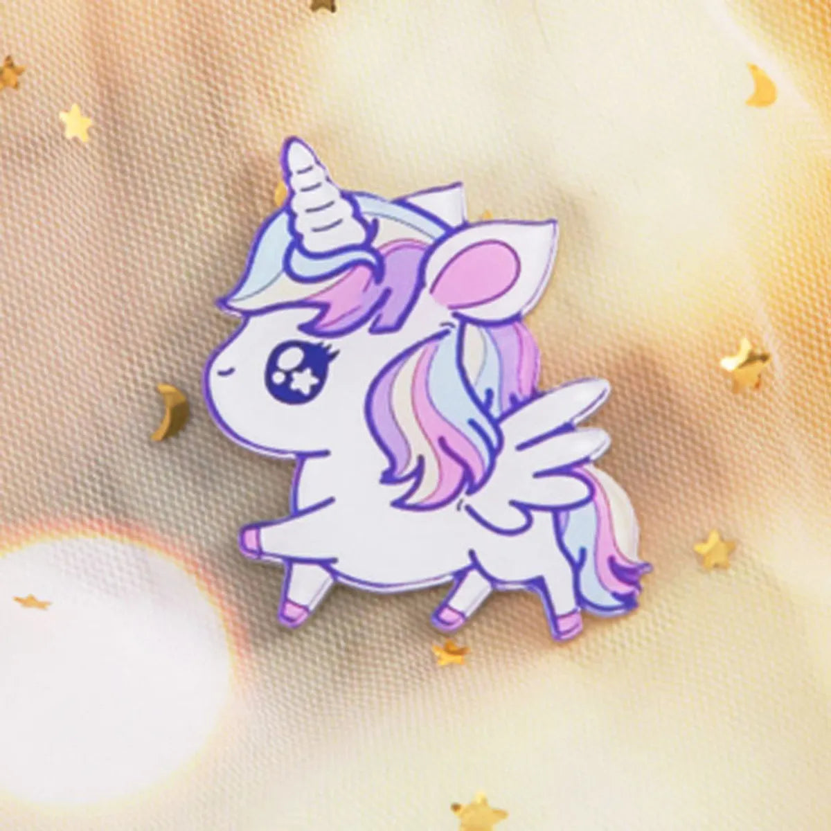 Cute Rainbow Moon Unicorn Arylic Girl'S Brooches