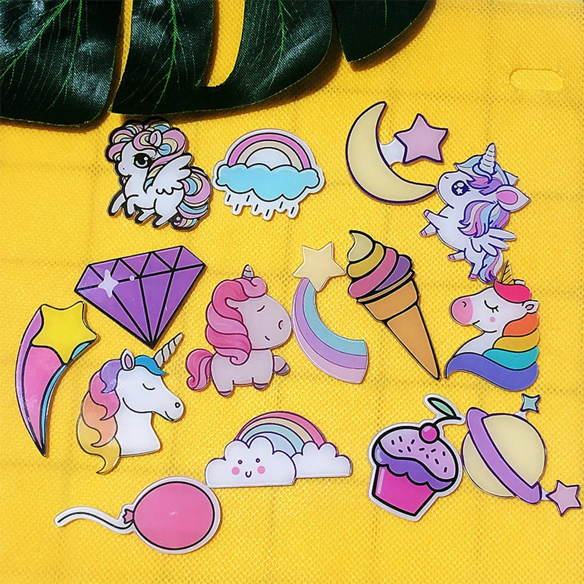 Cute Rainbow Moon Unicorn Arylic Girl'S Brooches