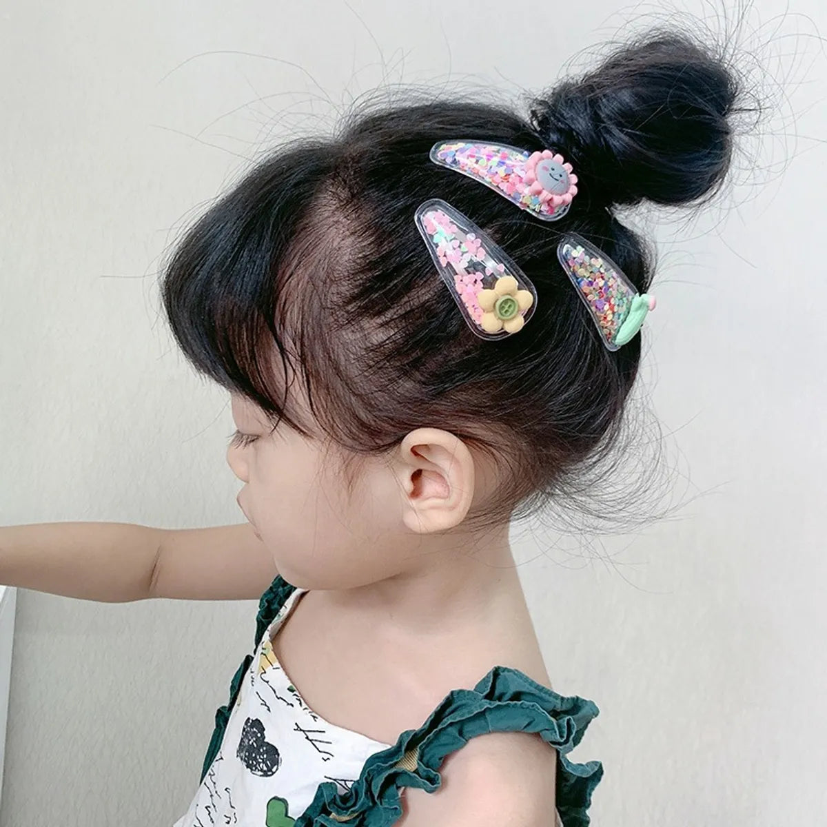 Cute Rainbow  Flower Arylic Sequin Hair Clip 5 Piece Set