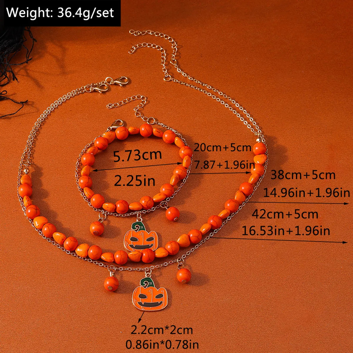 Cute Retro Classic Style Pumpkin Alloy Glass Halloween Women'S Bracelets Necklace