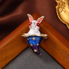 Cute Retro Rabbit Alloy Enamel Inlay Rhinestones Unisex Brooches