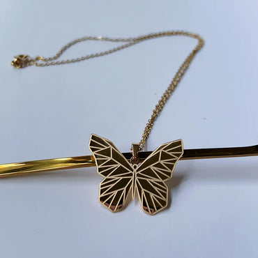 Cute Rock Classic Style Animal Butterfly Stainless Steel 14k Gold Plated Pendant Necklace In Bulk