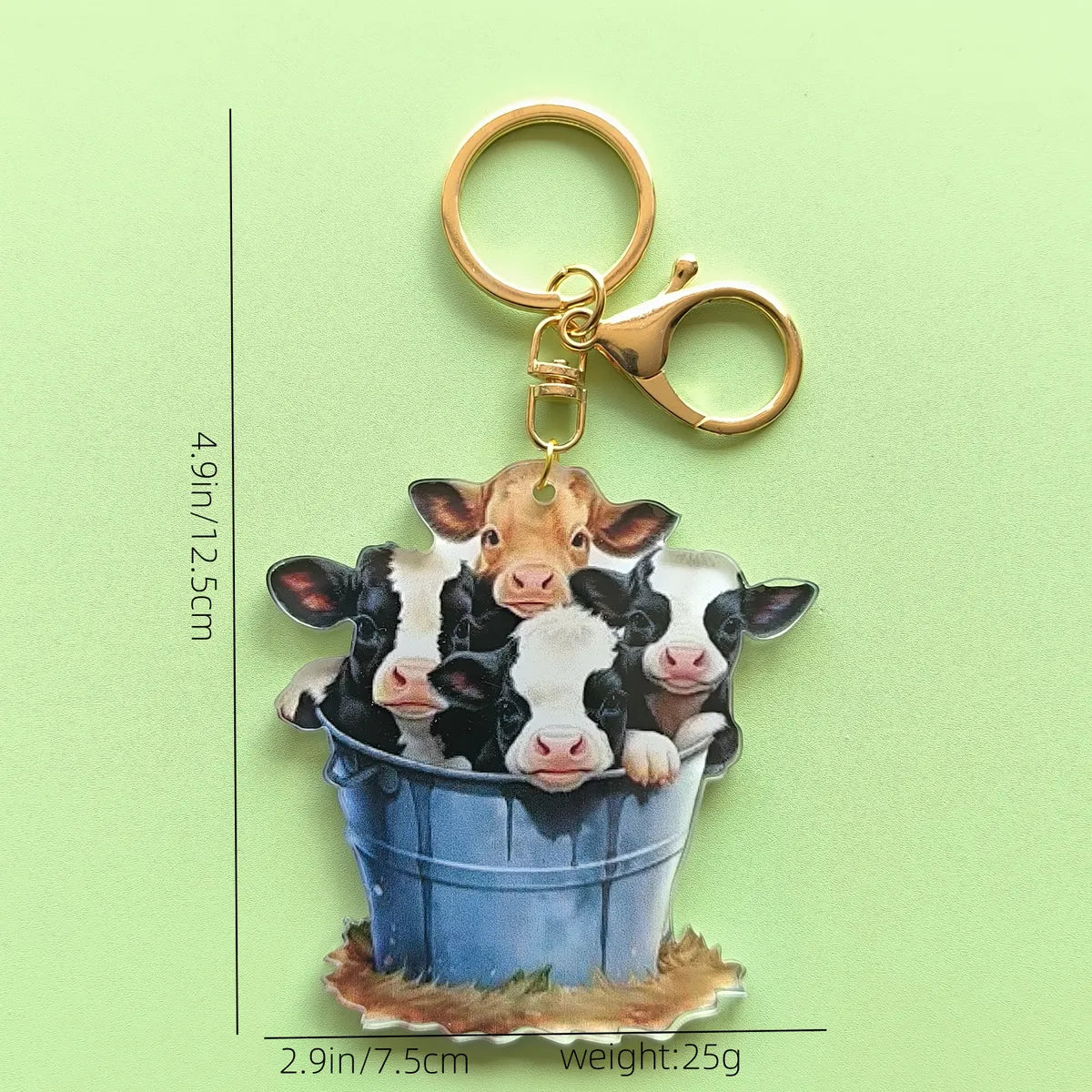 Cute Rock Streetwear Animal Cows Cattle Arylic Alloy Bag Pendant Keychain