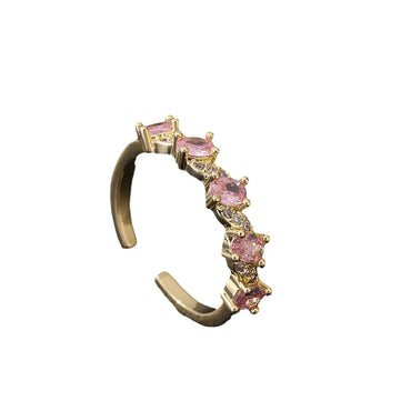 Cute Romantic Style Pink Zircon Ring Affordable Luxury Fashion Open Adjustable Ring Women's Retro Creative Design