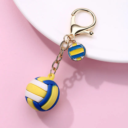 Cute Romantic Sweet Ball Alloy Rubber Pom Poms K Gold Plated Keychain