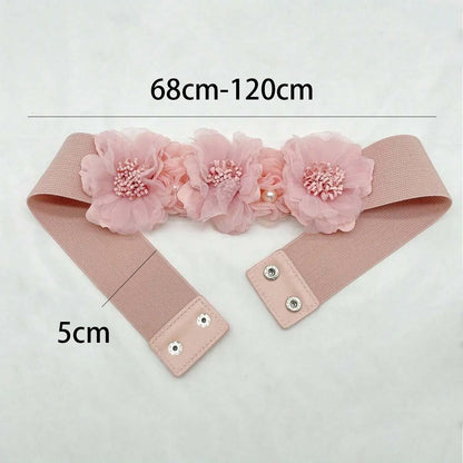 Cute Romantic Sweet Flower Polyester Women'S Woven Belts