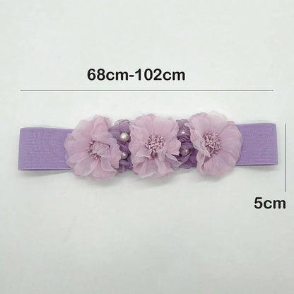 Cute Romantic Sweet Flower Polyester Women'S Woven Belts