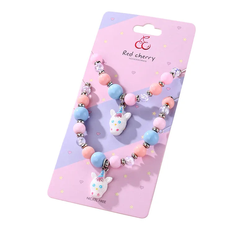 Cute Romantic Sweet  Beaded Resin Beaded Charm Girl'S Bracelets Necklace