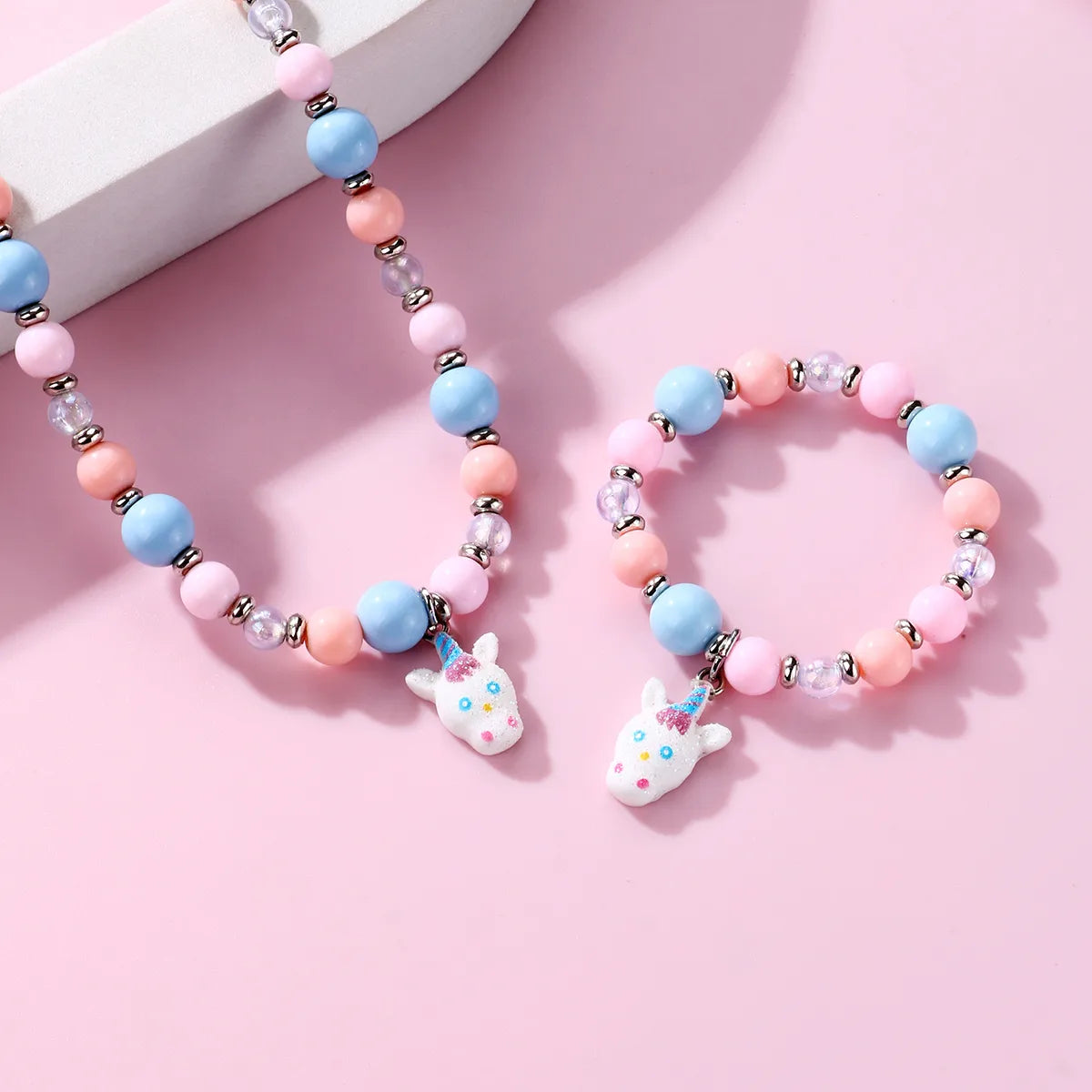 Cute Romantic Sweet  Beaded Resin Beaded Charm Girl'S Bracelets Necklace