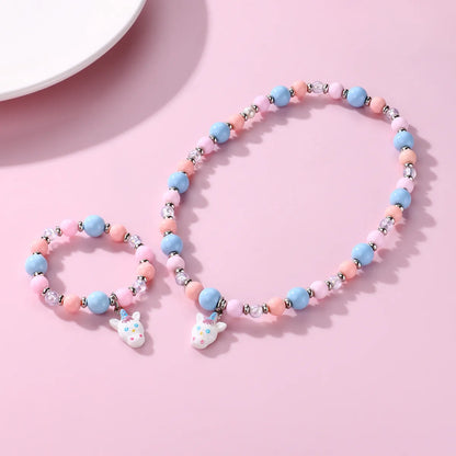 Cute Romantic Sweet  Beaded Resin Beaded Charm Girl'S Bracelets Necklace