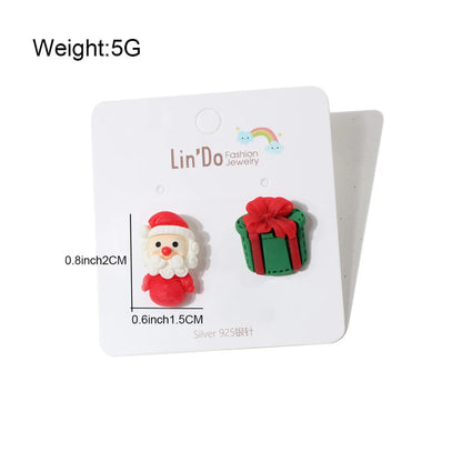 1 Pair Cute Santa Claus Alloy Ear Studs