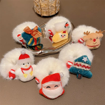 Cute Santa Claus Elk Cloth Hair Tie