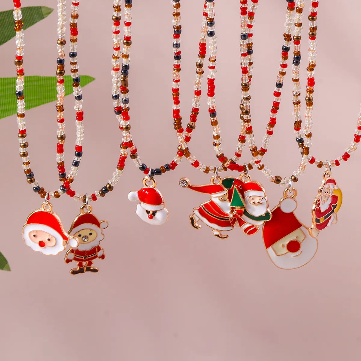 Cute Santa Claus Glass Wholesale Pendant Necklace