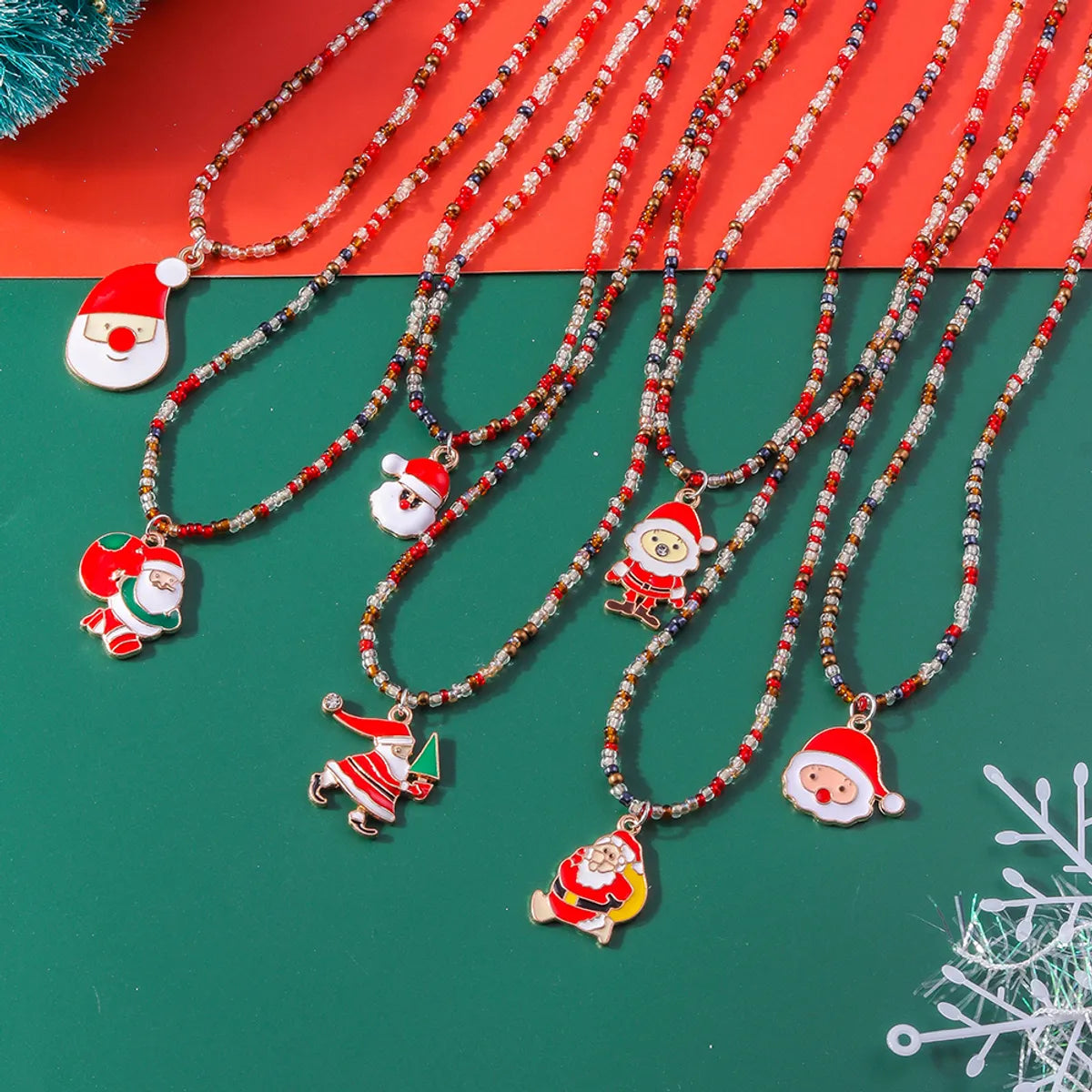 Cute Santa Claus Glass Wholesale Pendant Necklace