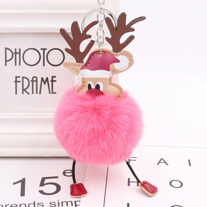 Cute Santa Claus Imitate Rex Rabbit Fur Sewing Unisex Keychain 1 Piece