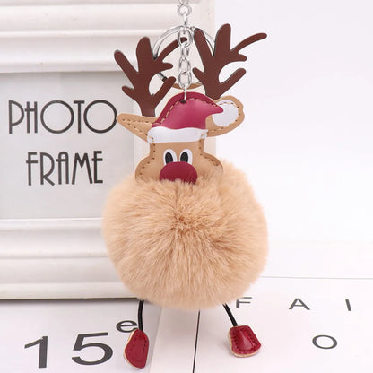 Cute Santa Claus Imitate Rex Rabbit Fur Sewing Unisex Keychain 1 Piece