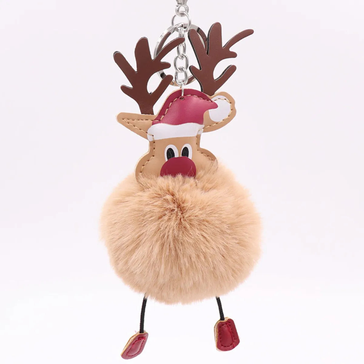 Cute Santa Claus Imitate Rex Rabbit Fur Sewing Unisex Keychain 1 Piece