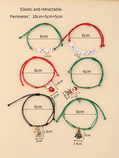 Cute Santa Claus Letter Elk Glass Enamel Plating Christmas Women'S Bracelets