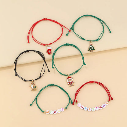 Cute Santa Claus Letter Elk Glass Enamel Plating Christmas Women'S Bracelets