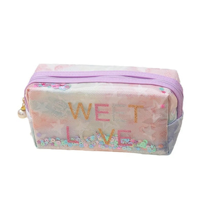 Cute Sequins Letter Polyester Square Makeup Bags