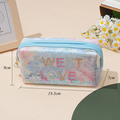 Cute Sequins Letter Polyester Square Makeup Bags