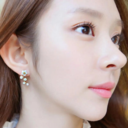 Flower Plating Alloy Artificial Gemstones Earrings