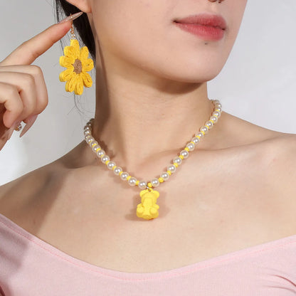 Cute Simple Style Bear Imitation Pearl Beaded Women's Necklace