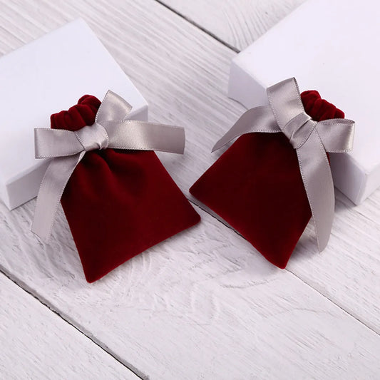 Cute Simple Style Bow Knot Flannel Jewelry Packaging Bags