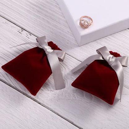 Cute Simple Style Bow Knot Flannel Jewelry Packaging Bags