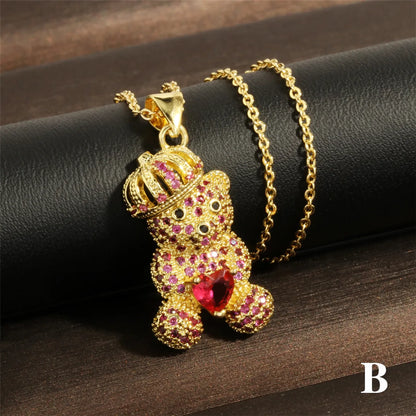 Cute Simple Style Cartoon Heart Shape Copper 18k Gold Plated Zircon Pendant Necklace In Bulk