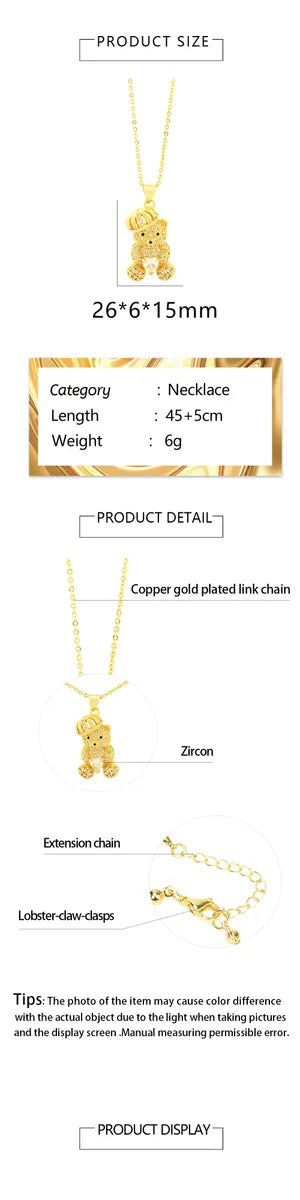 Cute Simple Style Cartoon Heart Shape Copper 18k Gold Plated Zircon Pendant Necklace In Bulk