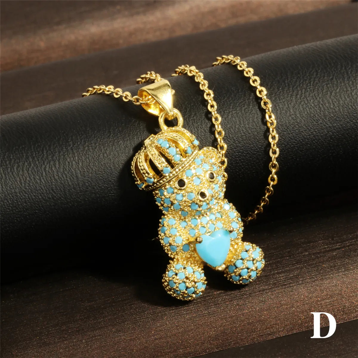 Cute Simple Style Cartoon Heart Shape Copper 18k Gold Plated Zircon Pendant Necklace In Bulk