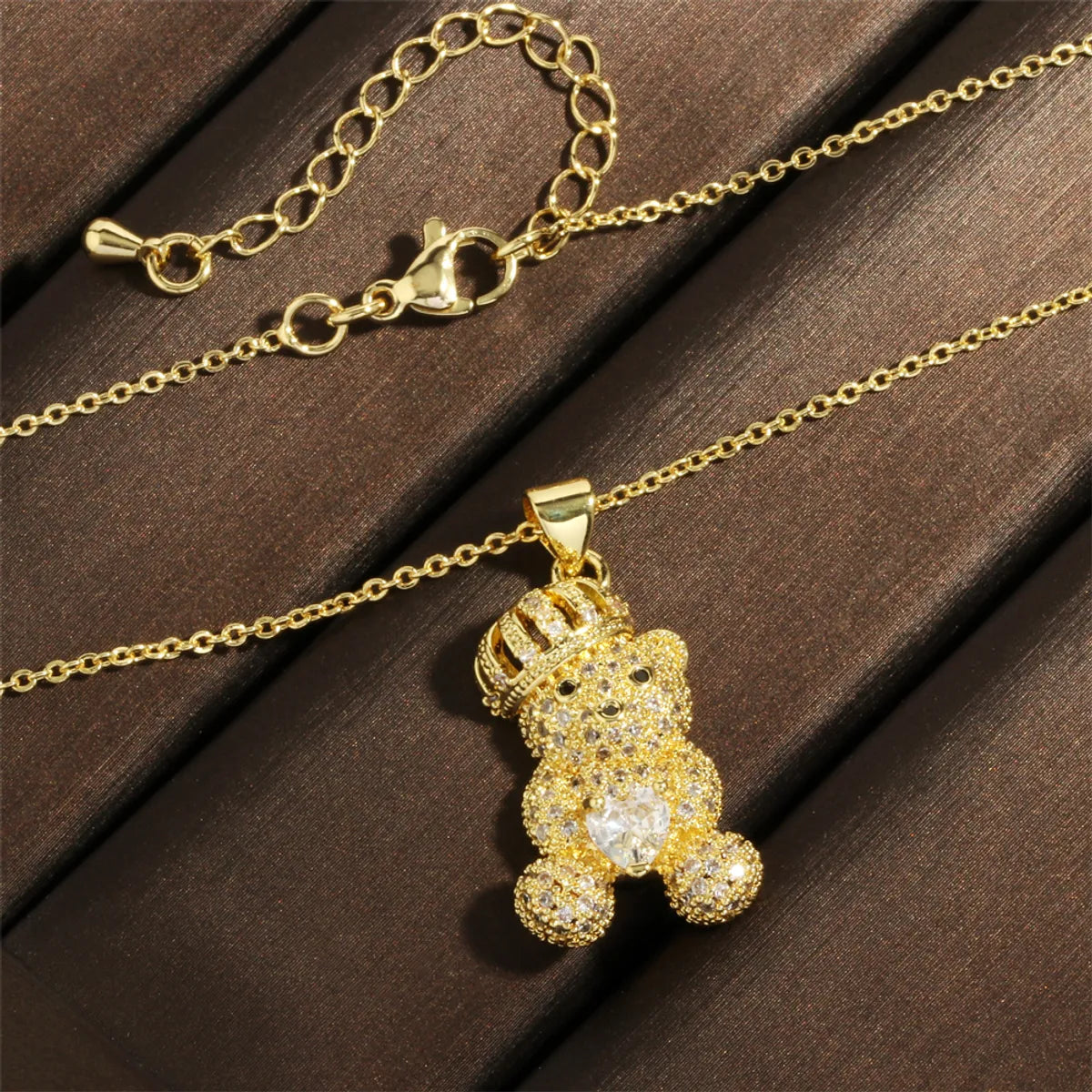 Cute Simple Style Cartoon Heart Shape Copper 18k Gold Plated Zircon Pendant Necklace In Bulk